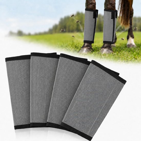 Vliegenbeschermers voor paarden (set van 4) – Ademende mesh-beenbescherming, zakken niet af en blijven goed zitten, vermindert stampen en vermoeidheid, UV-bescherming, verstelbare pasvorm voor middelgrote tot grote paarden, grijs Vliegenbeschermers voor paarden (set van 4) – Ademende mesh-beenbescherming, zakken niet af en blijven goed zitten, vermindert stampen en vermoeidheid, UV-bescherming, verstelbare pasvorm voor middelgrote tot grote paarden, grijs