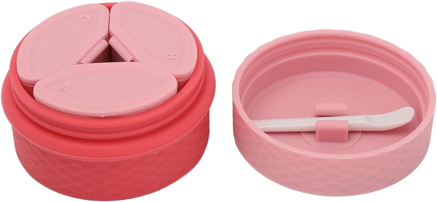 Siliconen Make-uppotjes voor op Reis met 3 Dispensers en 2 Lepels, Roze Hervulbare Containers voor Gezichtscrème en Lotion