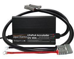 Aqua-Marina LiFePO4-acculader 12V 40A – 14,6V met SB50, M8-kabelogen en krokodillenklemmen