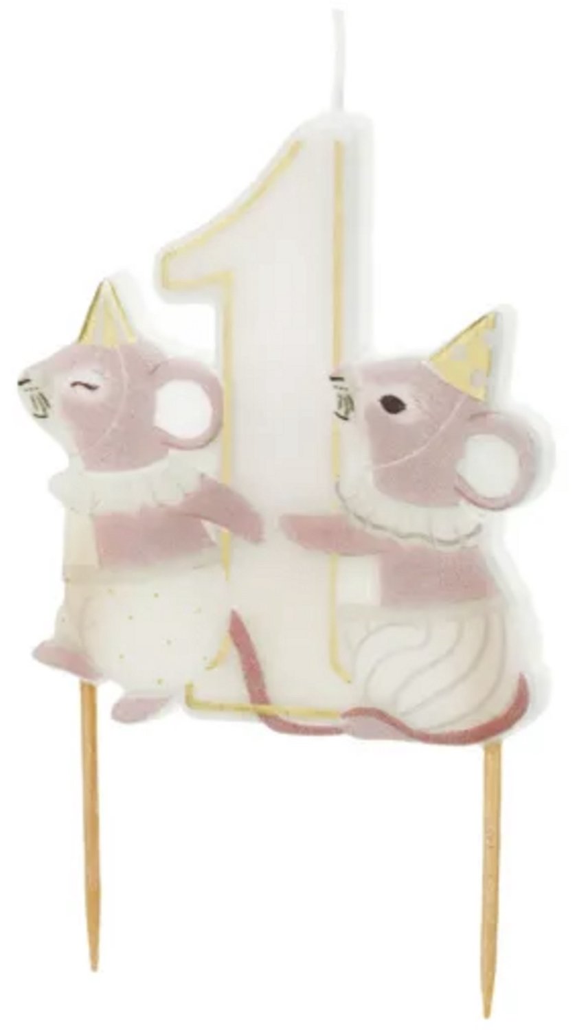 Taart kaarsje 1 jaar Muisje - PartyDeco