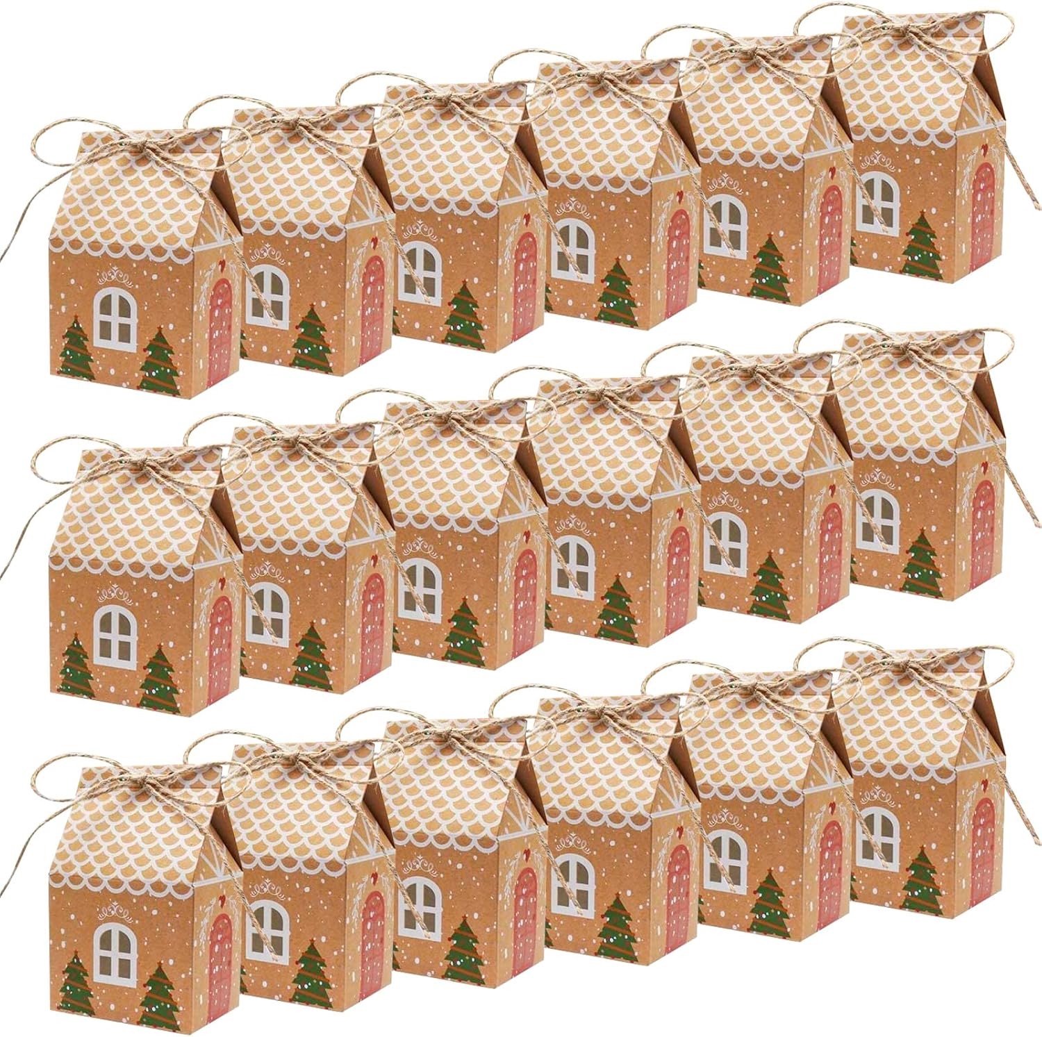 Kerstgeschenkdozen - Bruin - 7 x 5 x 10,5 cm - Kraftpapier - Voor Kerstdecoraties