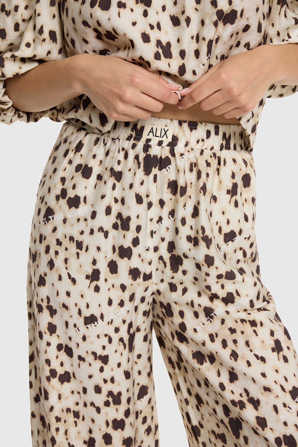 Alix The Label Ladies Woven Animal Wide Leg Pants