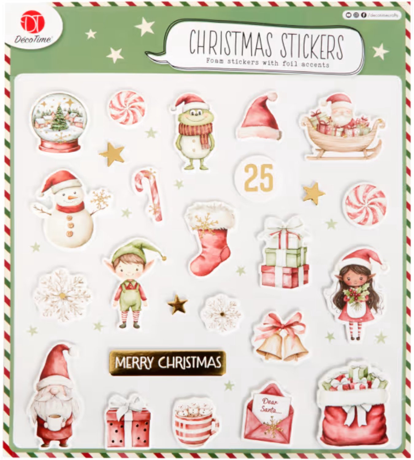 DécoTime kerststickers - Met 3D-effect & Glittervulling - Kerst