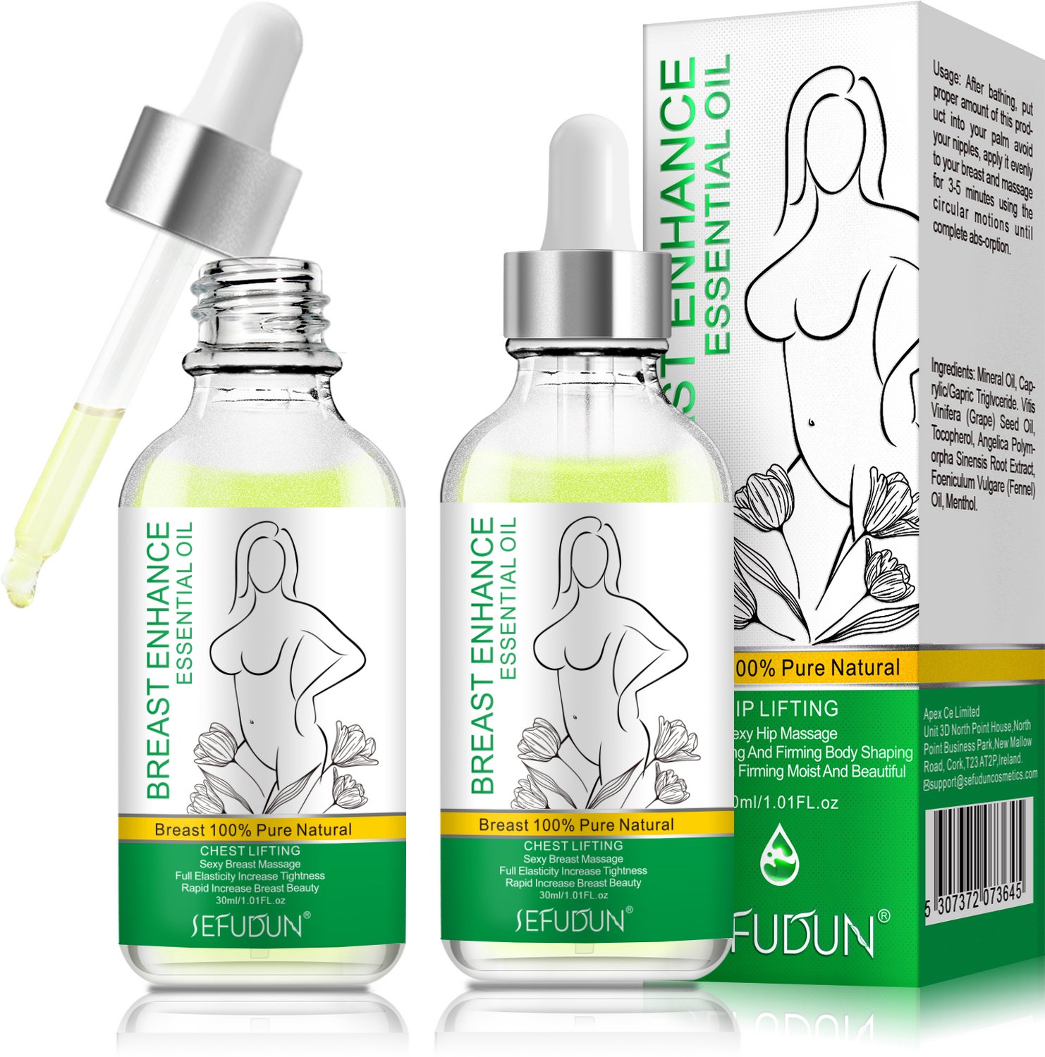 SEFUDUN Breast Enhance - Borst- & Decolletéolie - Met Druivenpitolie - Met Vitamine E - Met Venkelolie