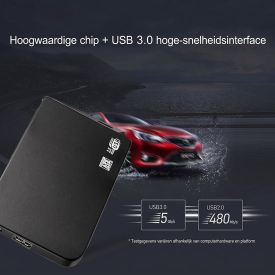 Draagbare Externe Harde Schijf 120TB – 2.5 Inch Externe HDD/SSD – USB 3.0 High-Speed – Schokbestendige Metalen Behuizing – Plug & Play – Zwart — afbeelding 4