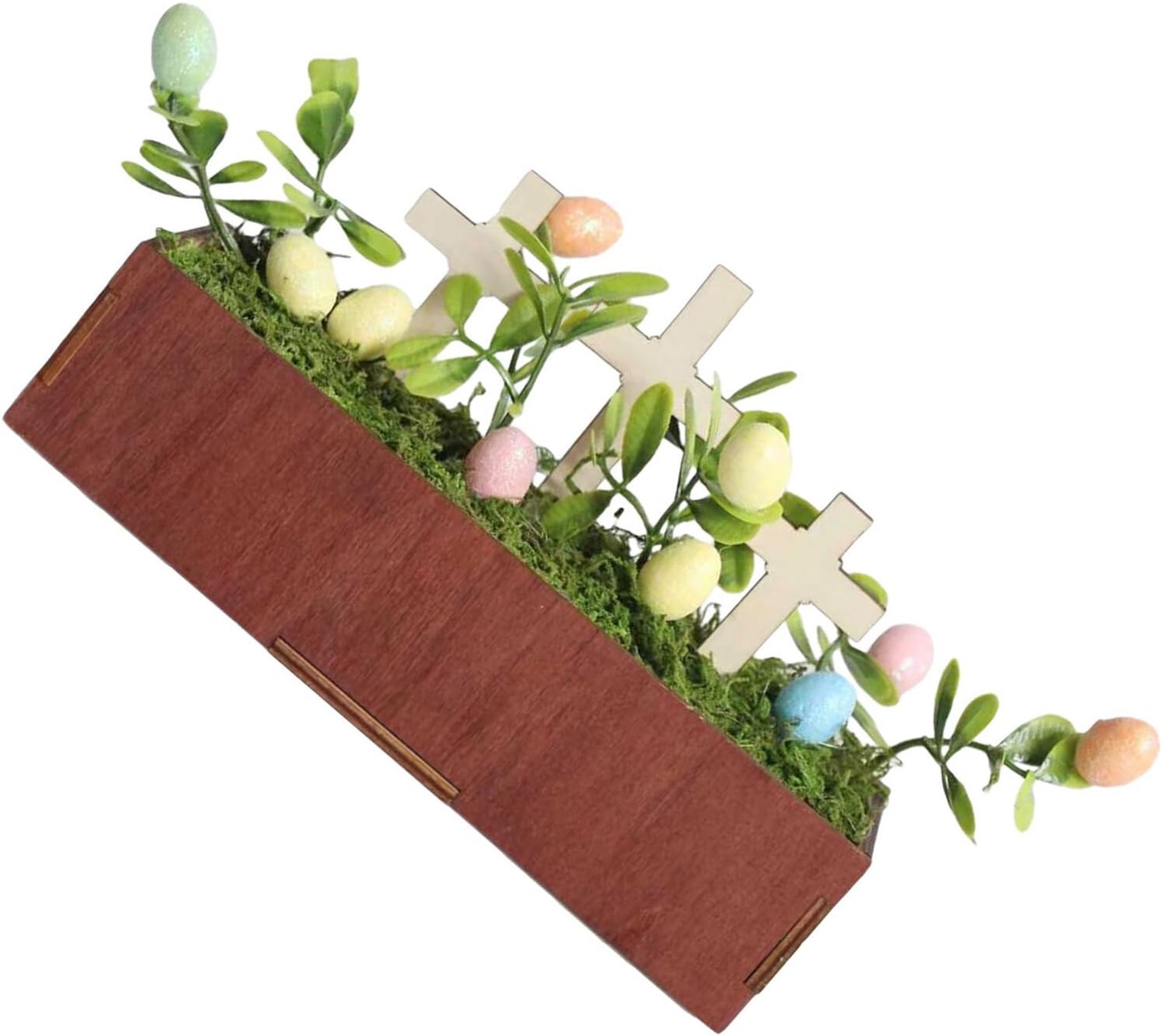 Bonsai met Kruis Decoratieve Schuimeieren Unieke Tafeldecoratie voor Paasfeest Lentedecoratie Levendige Kleuren Compacte Afmetingen voor Huis Tuin