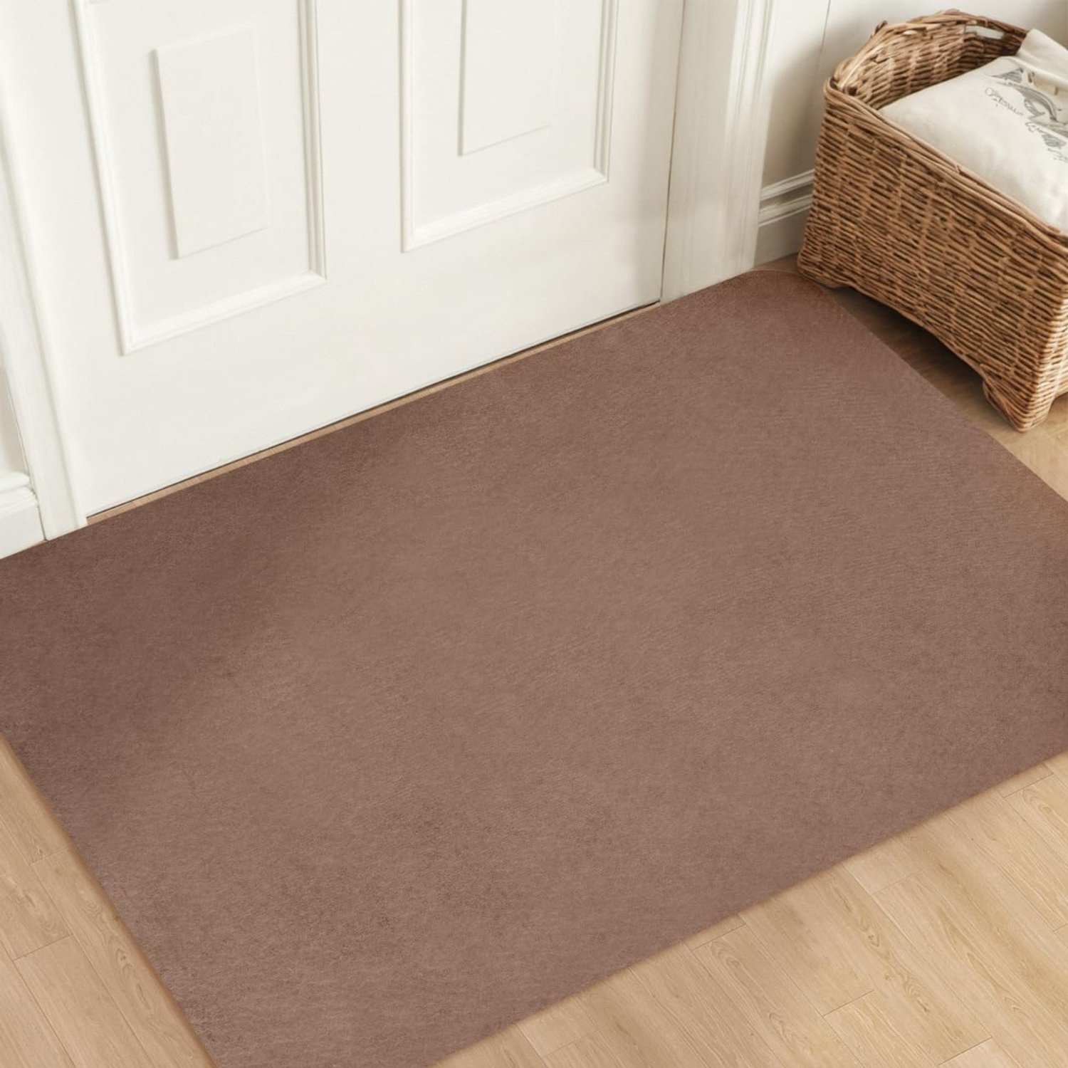 Famanu - Voordelige deurmat - Houdt vuil en vocht buiten - Slijtvast en absorberend polyester - Bruin 1 stuk