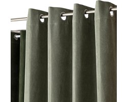 Kant-en-klare Gordijn 140x240 cm Grijsgroen Velours met Ringen