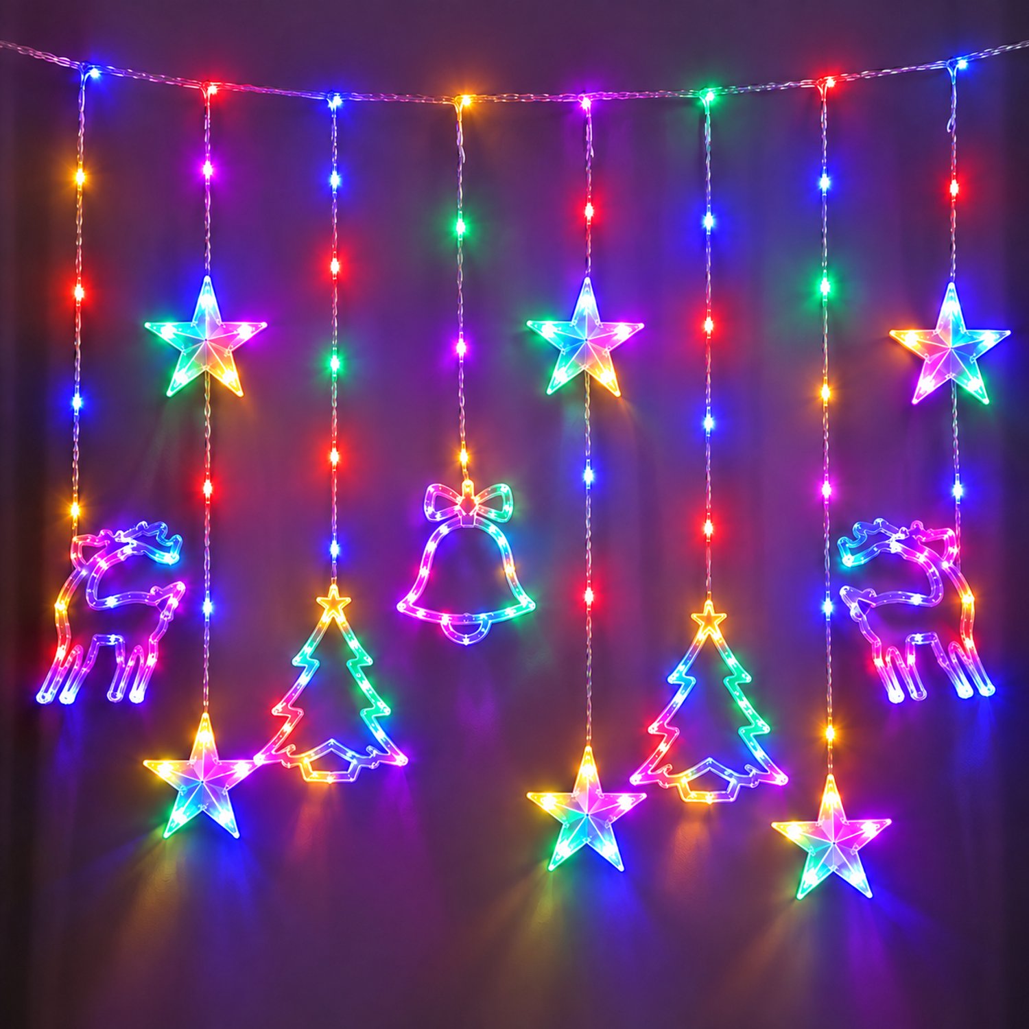 Nina’s Giftshop® Kerstverlichting Lichtsnoer – Multicolor LED – Rendier – Ster – Kerstboom – Kerstbel – Kerstdecoratie – Kerstcadeau