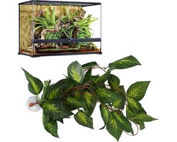 Kunstmatige hangplanten Pothos met zuignappen voor muur, huis, woonkamer, kantoor, binnen- en buitendecoratie (NFF-86 zebrablad)
