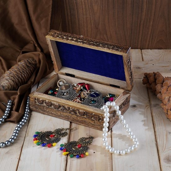 Kistje van hout, decoratief, handgesneden souvenirkistje met het oog van Horus, multifunctioneel bewaarkistje voor sieraden, snuisterijen, horloges e.d., geweldig cadeau — afbeelding 2