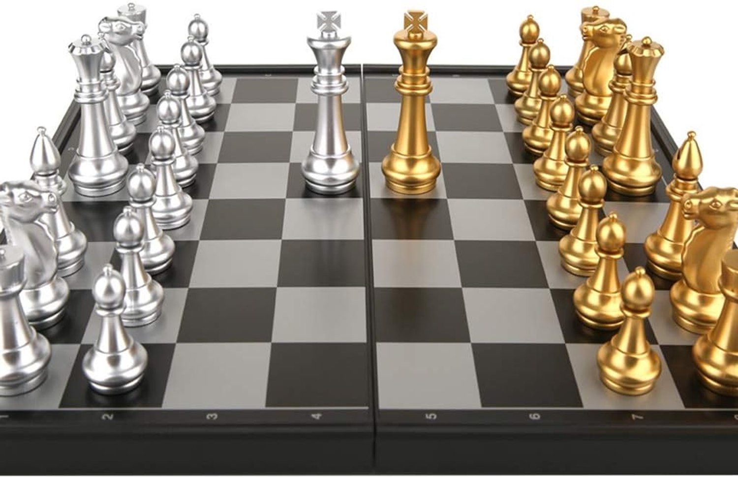 Schaakspel International Chess Super International Chess Set Magnetic Opvouwbaar Board met Golden Silver 32 Chess International Chess Schaaksets voor kinderen en volwassenen