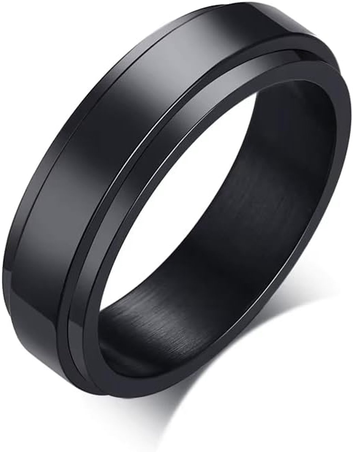 Herenring van roestvrij staal met draaibare band, 6 mm, draaiend middenstuk, modieuze herenring