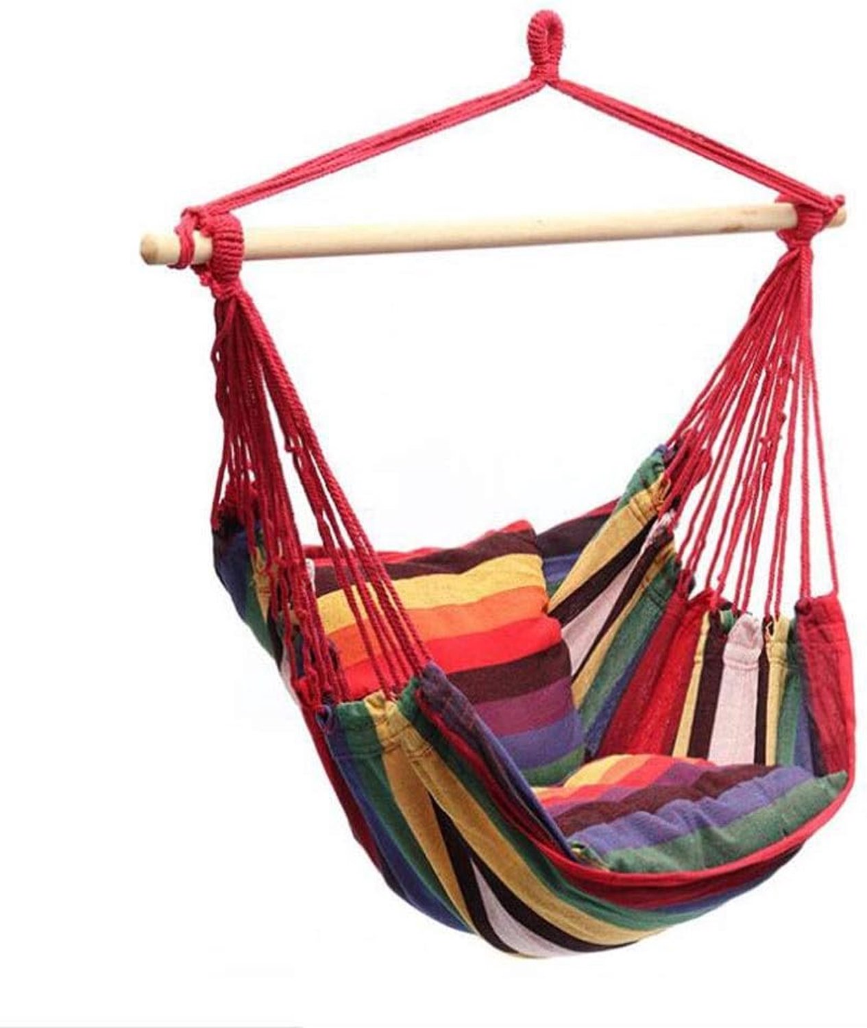 Hang Chair Swinging Indoor Outdoor Furniture Hangmat opknoping touw Stoel Swing Chair Seat Portable Camping Seat (Color : Red, Size : 100x130cm)