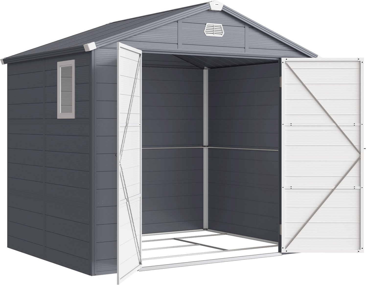 Sunona Tuinhuis - Met fundering, raam en afsluitbare deur - 240 x 190 x 228 cm - Donkergrijs
