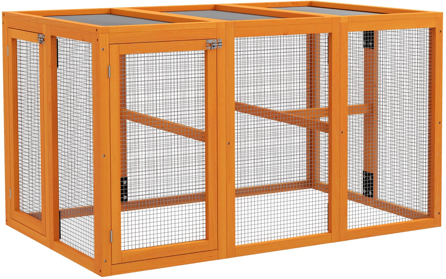 Pawona Kipprenhond - Houten kippenren voor 3 kippen - Met zitstangen en 2 deuren - 140 x 84,5 x 80,5 cm - Oranje
