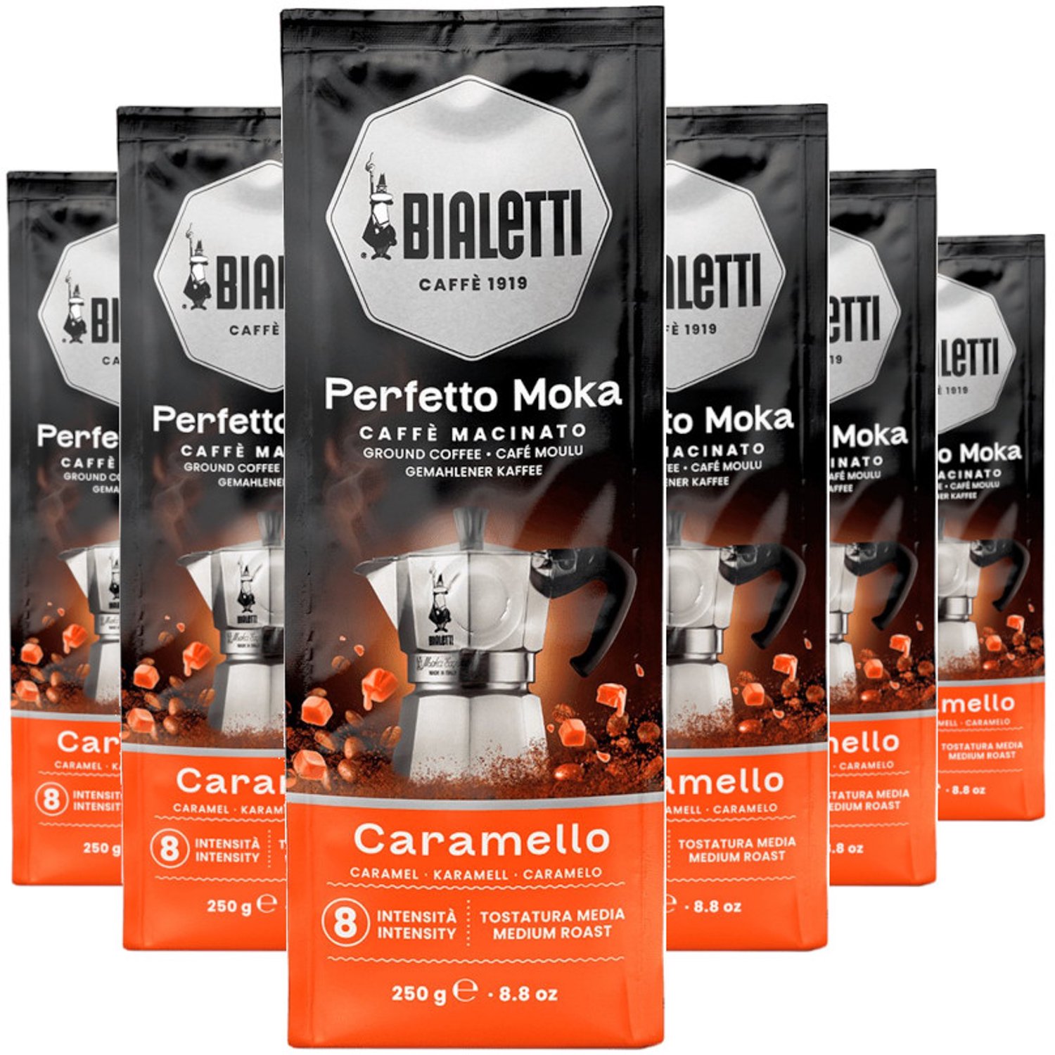 Bialetti Perfetto Moka Caramello - Multipack - Gemalen Koffie - 1500g (6x250g)