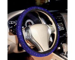 Universele glitter stuurwielhoes voor de auto - Stuurwielhoes met strass-steentjes - Antislip en ademend - Voor vrouwen en meisjes - Blauw