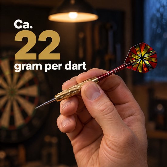 Cheqo® Dartpijlen Set van 3 - Steeltip Darts - Brass Darts met Gekartelde Grip - Complete Dartset met Opbergdoos - Inclusief 6 Flights - 3 Extra Shafts - Pijlen voor Sisal Dartbord - Darten voor Beginners en Hobbyspelers van Cheqo® — afbeelding 2