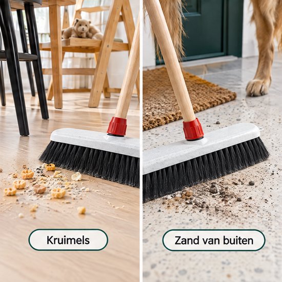 Cheqo® Zaalveger met Steelhouder - Zachte Bezem - Kamerveger - Zaalbezem - Binnenbezem - Bezemkop - Kamerbezem - Veegborstel - Veegbezem - Vloerborstel - Bezem voor Gladde Vloeren - Veger voor Laminaat en Parket - Huisveger - Schoonmaakbezem — afbeelding 4