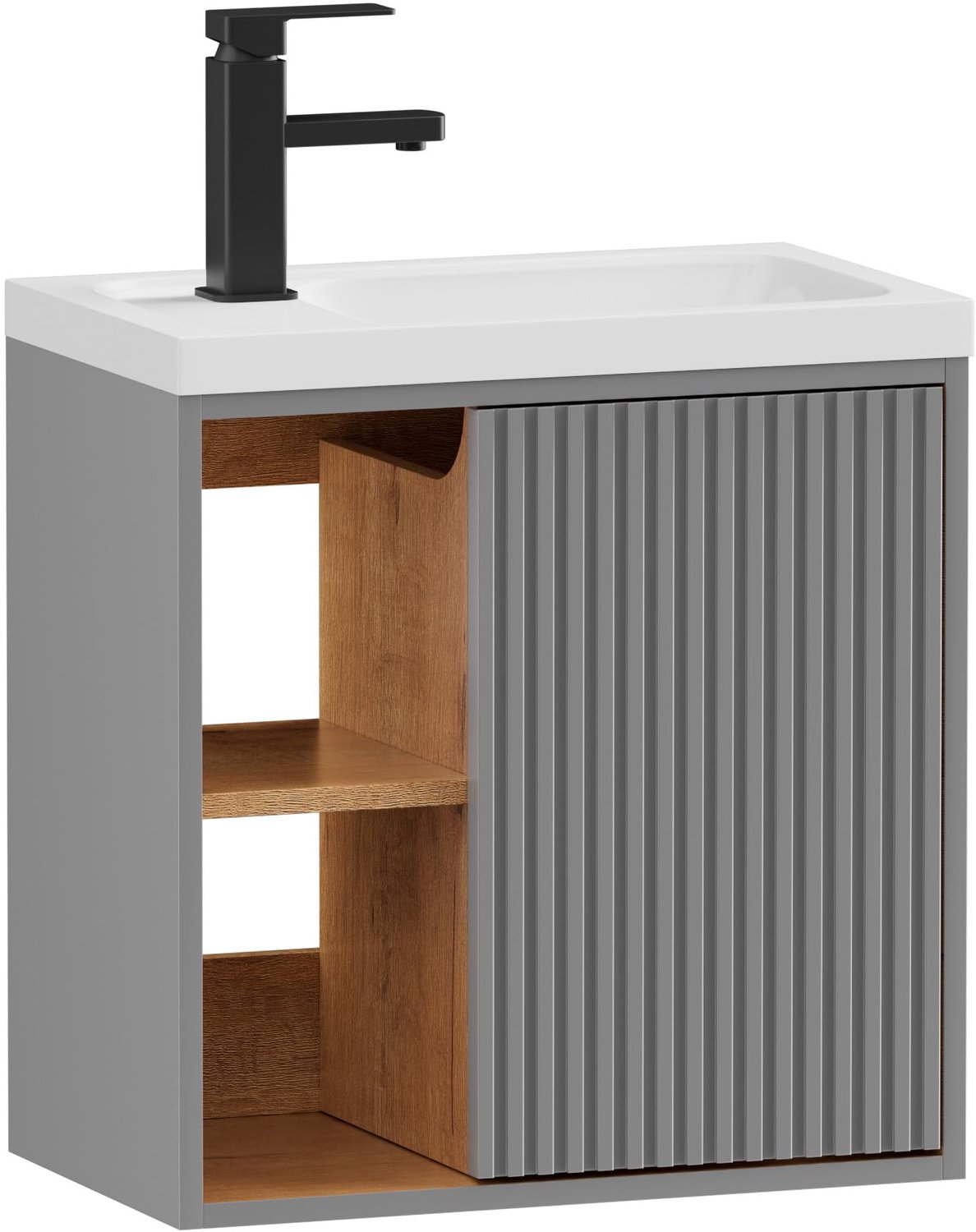 UEV wandgemonteerde wastafel met badmeubel, kleine wastafel, Lichtgrijs