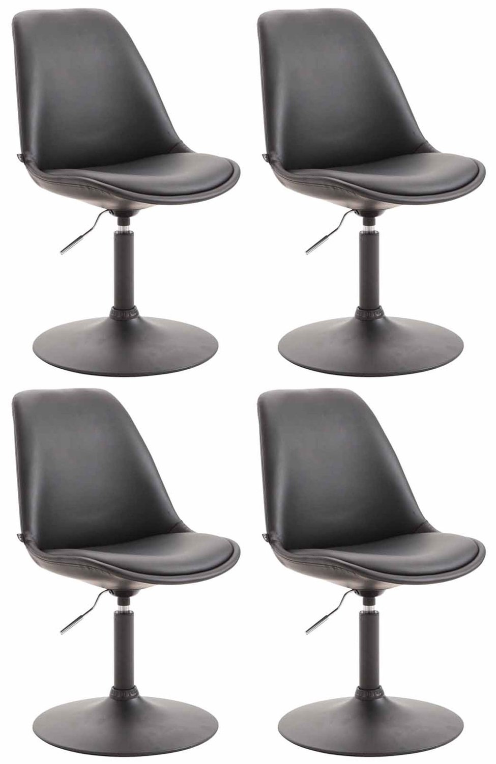 Luxe Comfort Eetkamerstoelen - Set van 4 - Verstelbaar - Kunstleer - Zwart