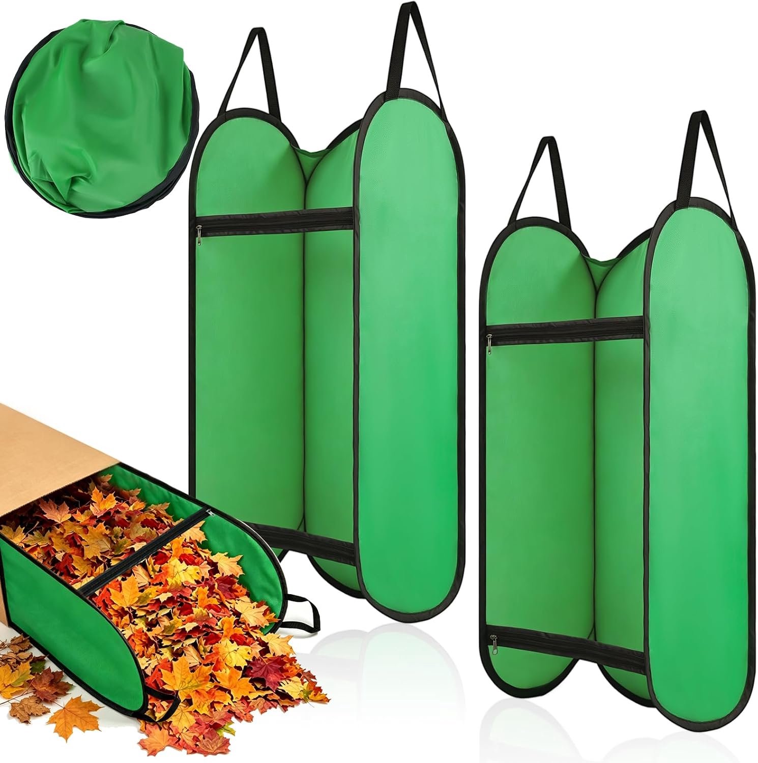 YAGXIG Bladzak - Bladverzamelaar - Bladvuilniszak - Opvouwbaar - Herbruikbaar - Hoogte 90,5 * Lengte 39,5 * Zijbreedte 30 cm - Voor het trimmen van bladgras in de tuin - 2 stuks