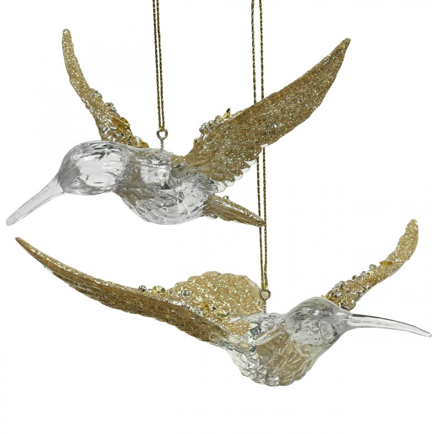 Kerstboom ornamenten vogel kolibrie hanger 11,5/14cm set van 2