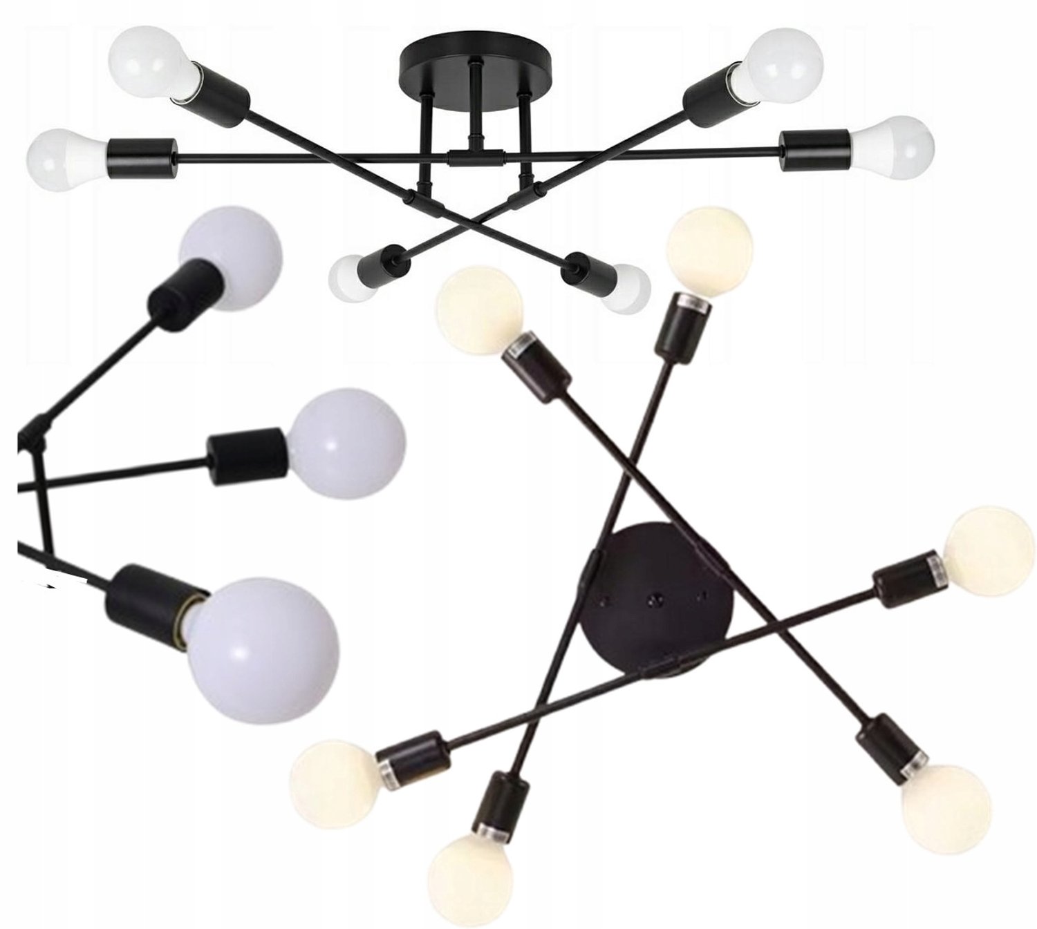 Loft Plafond Lamp 6xE27 Zwart - Stijlvolle Hanglamp voor Jongeren