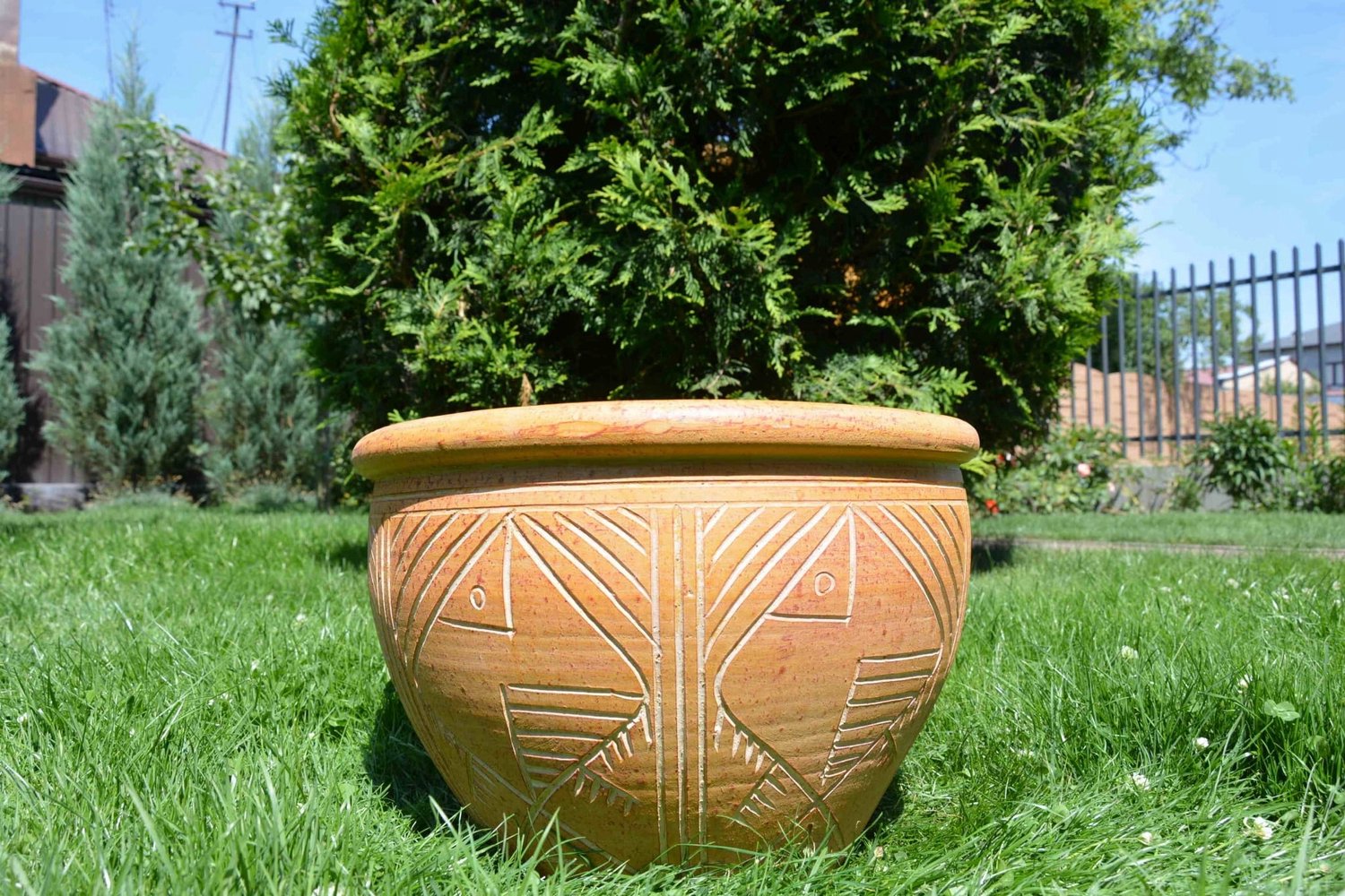 Keramische Pot 30x25 cm Geel - Griekse Stijl