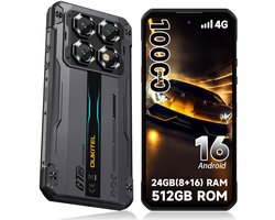 OUKITEL WP60 Rugged Smartphone - 4G LET - 24GB RAM - 512GB ROM - 7,2 inch 120Hz - 10000mAh 33W - 108MP Camera - Dual SIM - Android 16 - NFC GPS - Zwart