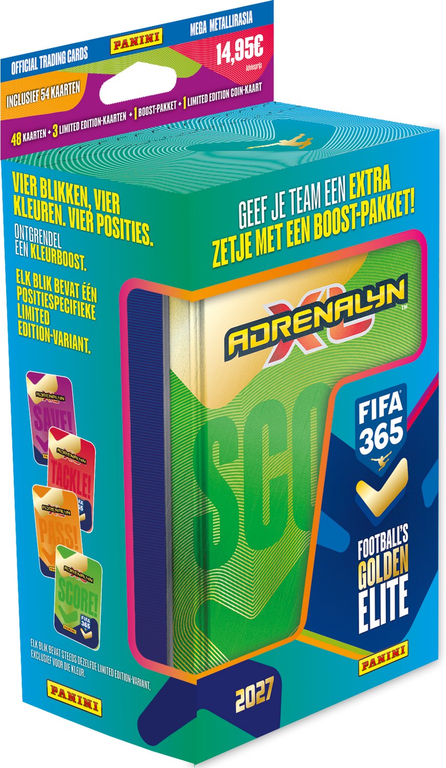 Panini TCG | Adrenalyn XL FIFA 365 26/27 Mega Tin | 53 Voetbalkaarten | Limited Edition en Coin Card