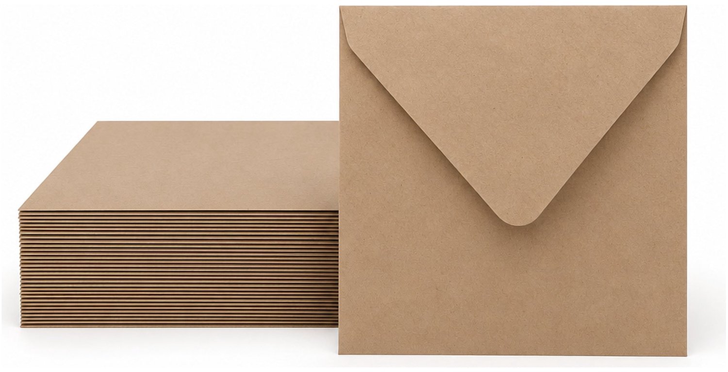 Enveloppen Kraft Lichtbruin 16x16 cm - 25 stuks - 120 gram - Vierkante Enveloppen voor 15x15 cm Kaarten - Wenskaart Envelop
