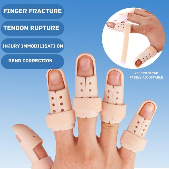 12 Stuks Ovale Steunen en 8 Vingerhamers, Verstelbare Vinger Splints voor Breuk, Artritis en Enkelondersteuning in Meerdere Kleuren — afbeelding 3