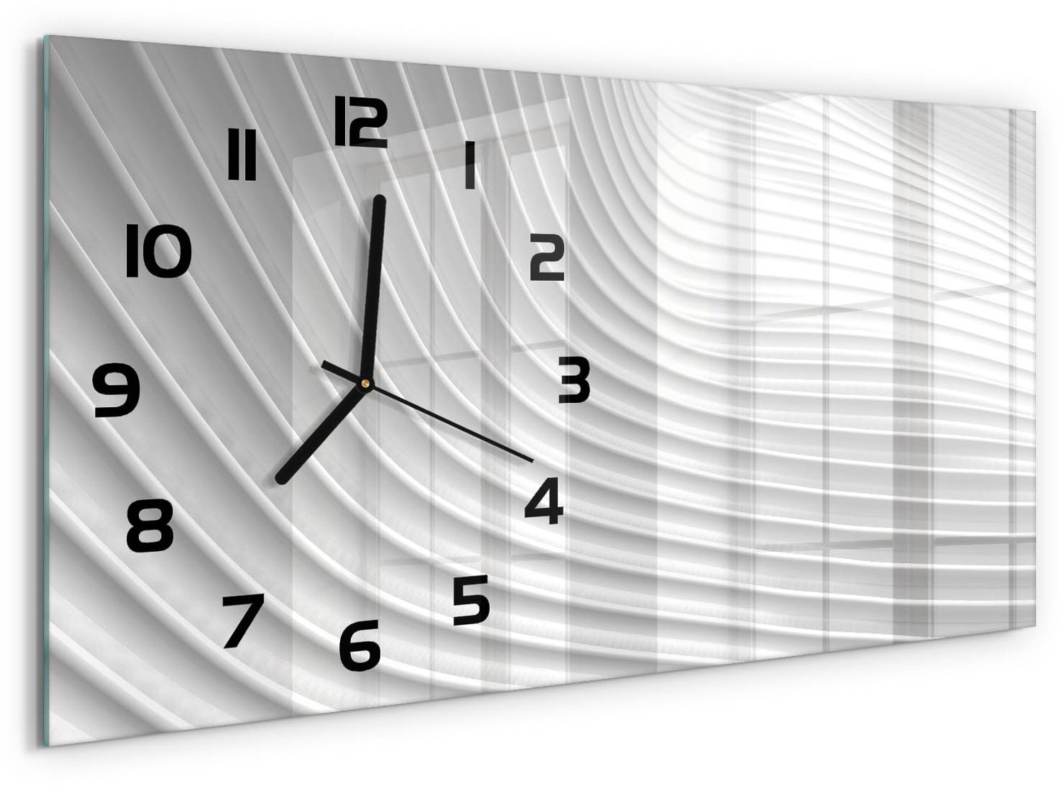 TULUP Wandklok - Lijnen van abstractie Wandklok Glas Met Motief - 60x30 cm - Wit Decoratieve Glazen Klok - Zwarte handen - Rechthoekige Klok - Gekleurde Glazen Klok - Glazen Klok Met Print