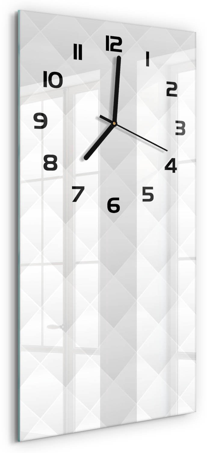 Tulup Wandklok - Abstracte achtergrond Glazen Klok Met Print - 30x60 cm - Wit Wandklok Glas Met Motief - Zwarte handen - Rechthoekige Klok - Wandklok Glas Decoratie - Gekleurde Glazen Klok