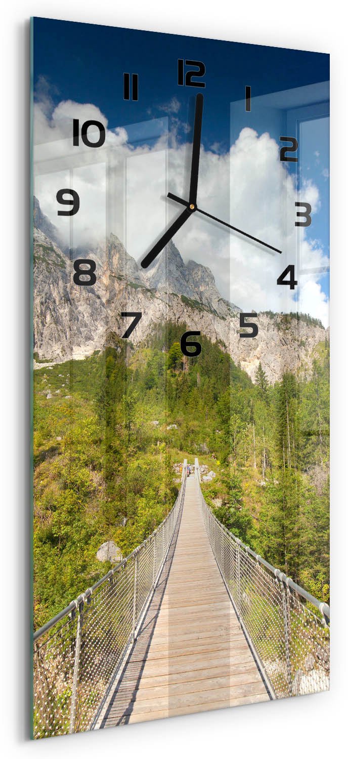 Tulup Wandklok - Hangbrug Wandklok Glas Met Motief - 30x60 cm - Groente Decoratieve Glazen Klok - Zwarte handen - Rechthoekige Klok - Gekleurde Glazen Klok - Glazen Klok Met Print