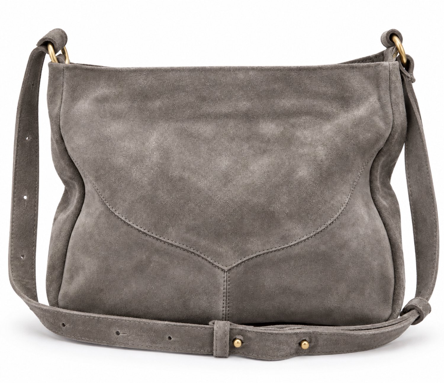 Bag2Bag Stoere Grote Suede Schoudertas Borg Grey