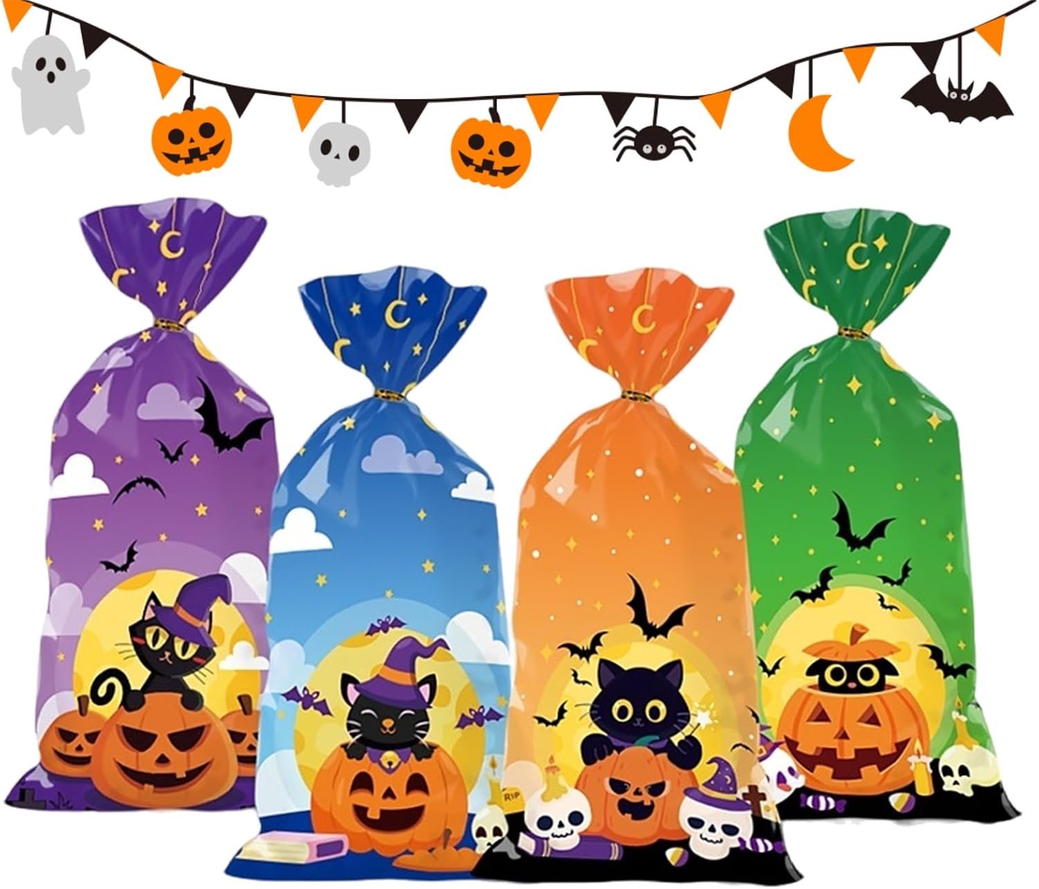Halloween snoepzakjes 12,5 x 27 cm - 50 stuks - hoogwaardige EVA - ideaal voor feestaccessoires - m-winkel
