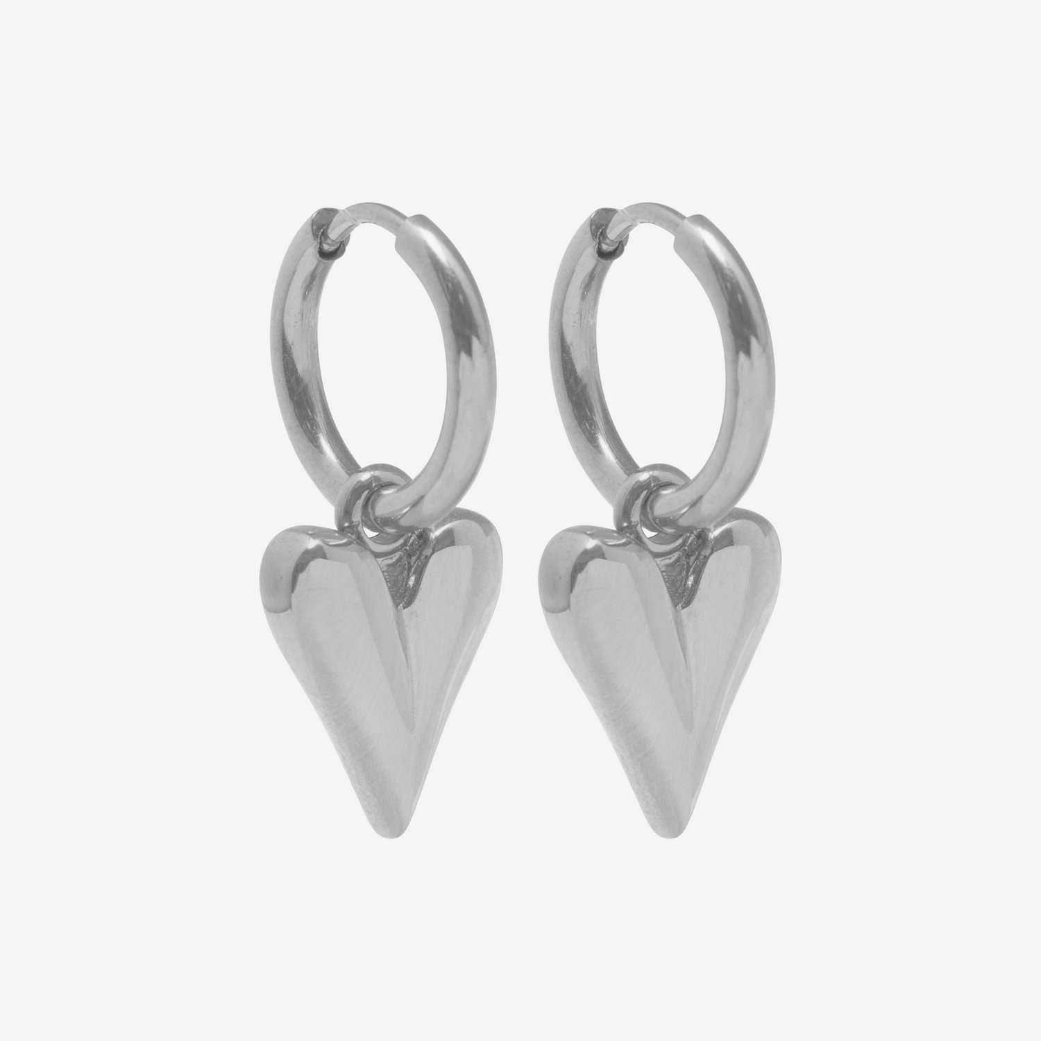 Essenza Heart Charm Earrings Silver