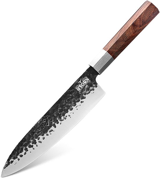 STORX Japans Koksmes – Professioneel Chefmes – 35 cm – Gehamerd RVS Lemmet – Houten Handvat – Inclusief Luxe Houten Beschermhoes – Cadeau voor Kookliefhebbers — cadeau in Kookcadeaus - foto 2