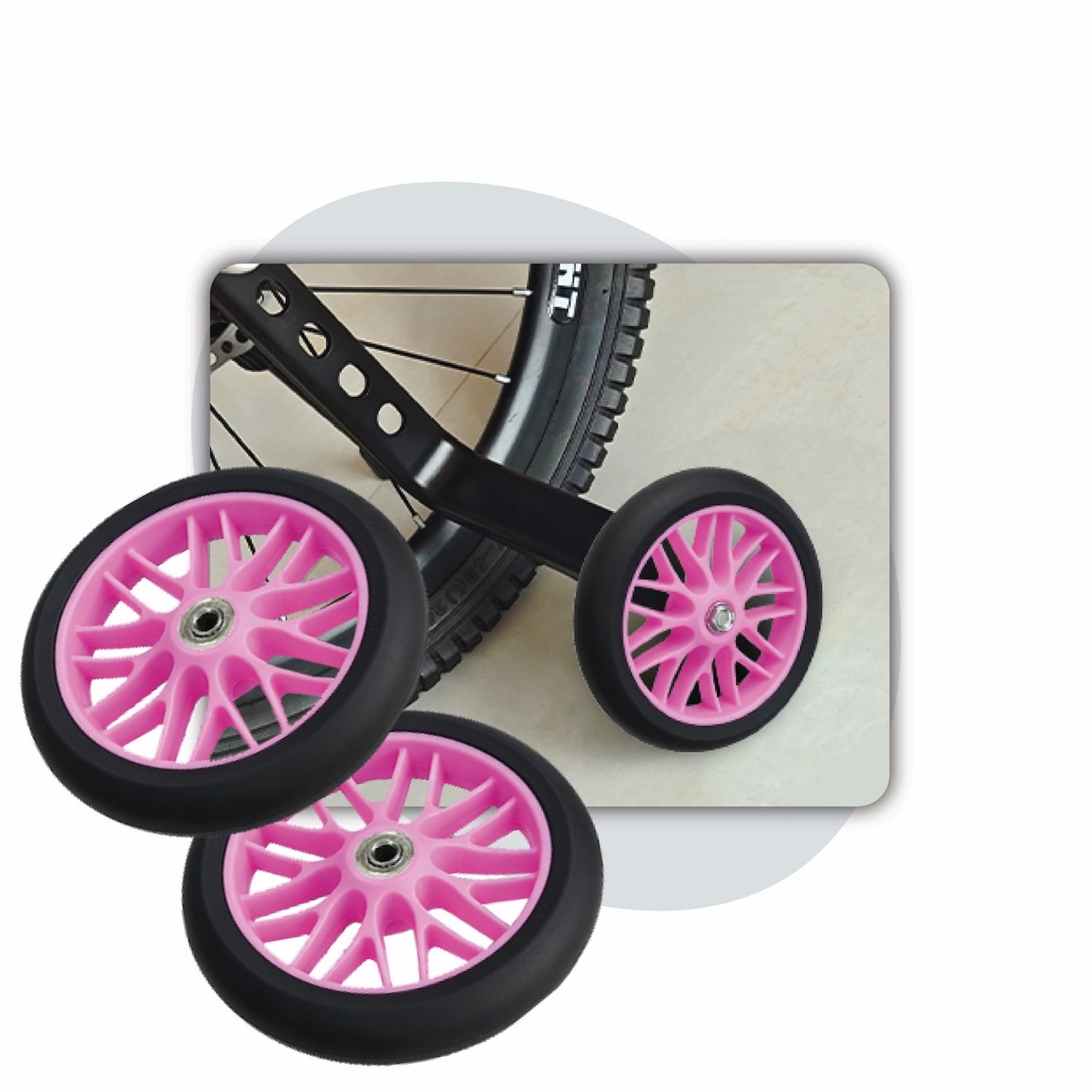 Voltano Zijwieltjes Strong - Roze - 12-20 Inch - Verstevigd Staal - Zijwielen Voor Kinderfiets