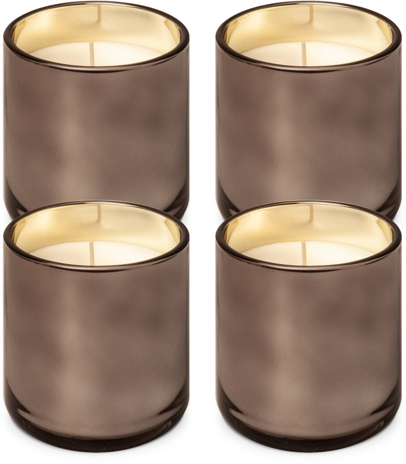 SPAAS Geurloze kaars in glas – Set van 4 kaarsen – circa 56u – Metallic Brons Wit