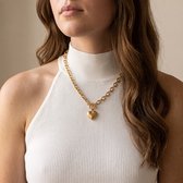 Lundholm Nanna Hartjes Ketting Dames Goudkleurig - Schakelketting met Toggle Sluiting 48 cm - Premium Stainless Steel Jewellery PVD Goud Verguld - Hypoallergene Sieraden - Cadeaus voor Vrouwen - Sinterklaas en Kerst Cadeautjes - my Lundholm