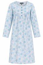 Cocodream - Klassiek nachthemd dames - Lange mouw - Blauw Cirkelprint - Lang model - Maat S