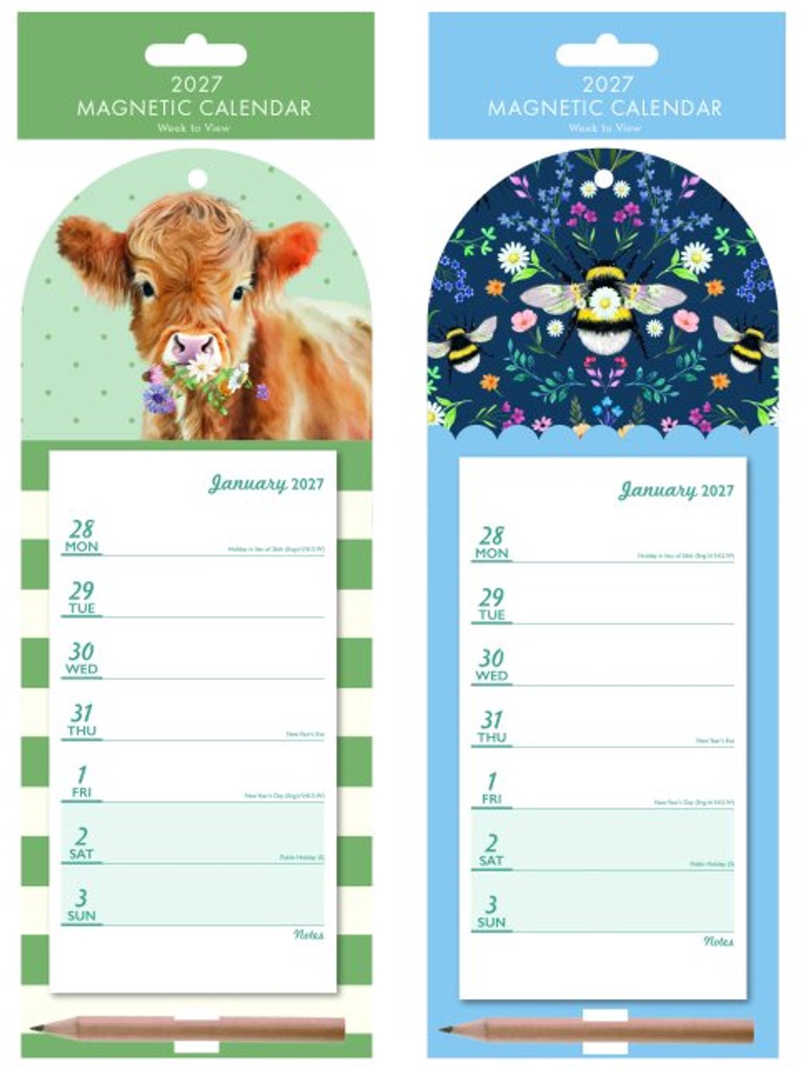 Cow and Bee Magnetische Weekkalender 2027