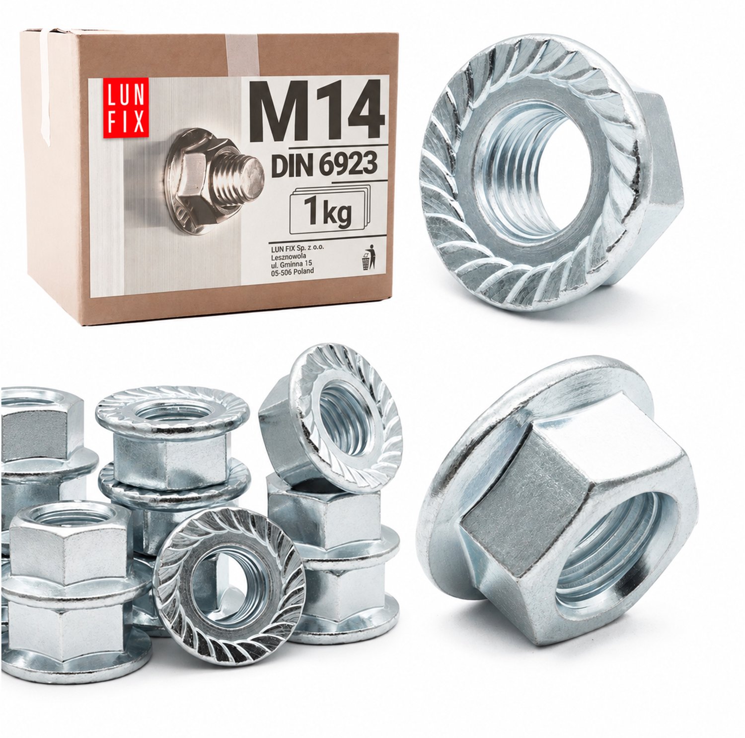 Sperrzahnmutter M14 - 1Kg (ca.40 Stk.) - DIN 6923 verzinkte staal – flensmoer