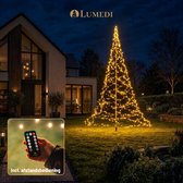 Lumedi 880 - 6 meter - LED Kerstboom Buiten - Vlaggenmast Verlichting - 880 Warm Wit Led Lampjes - Afstandsbediening - Kerstverlichting