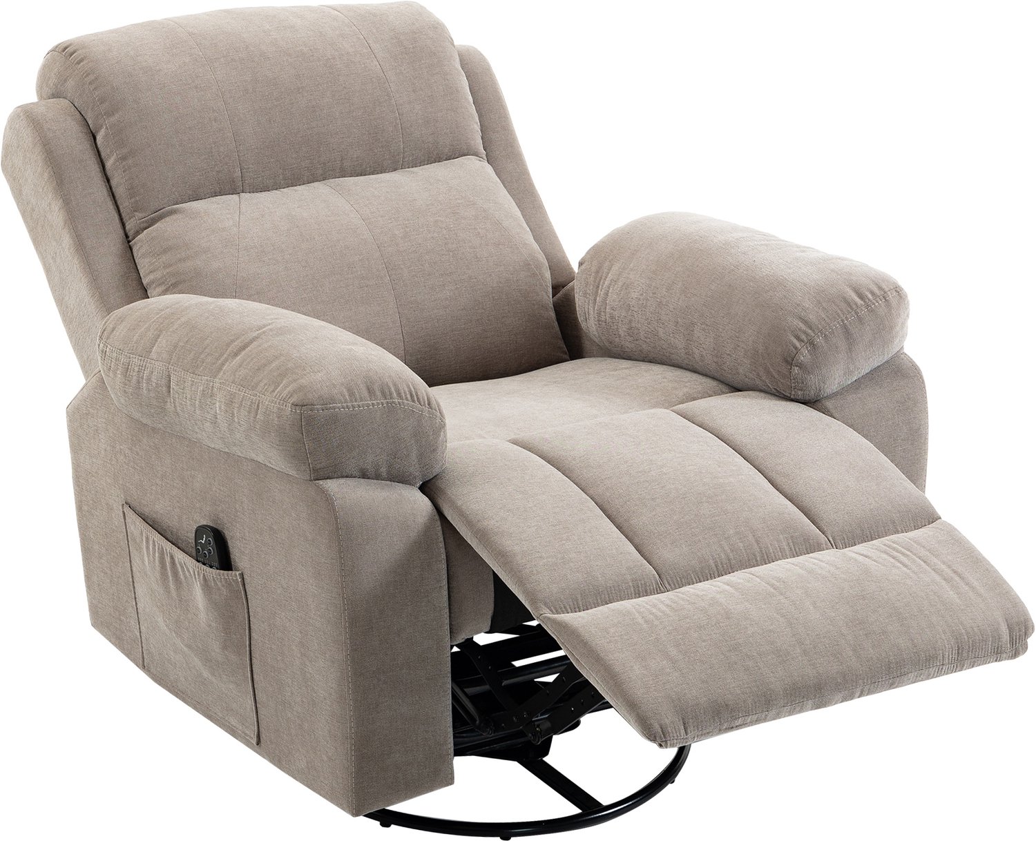 Homona Relaxfauteuil met massage- en warmtefunctie - 360° draaibaar - Met voetsteun en lendenverwarming - 97 x 97 x 104 cm - Beige