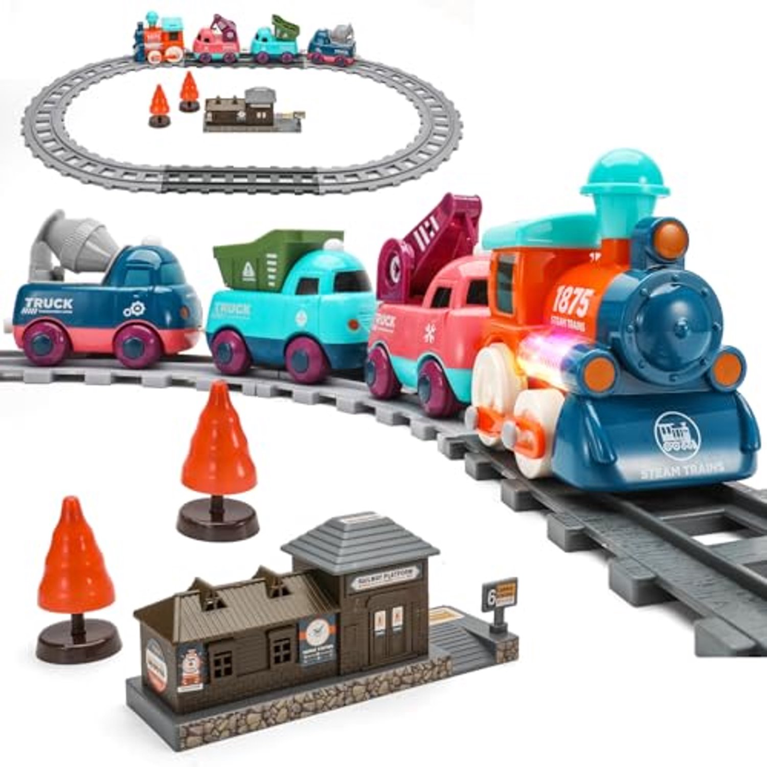 Elektrische trein speelgoed - speelgoed met sporen, licht en geluid - elektrische speelgoedtreinen met lange afstand voor kinderen vanaf 3 jaar